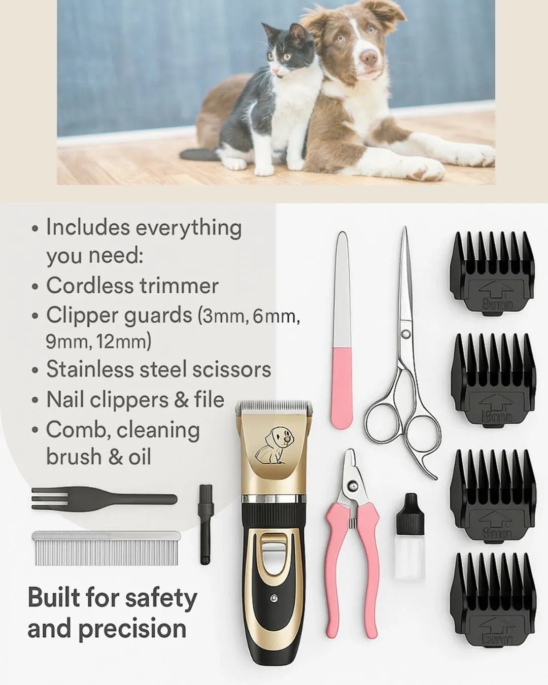 Pets Grooming Kit | Dog and Cat Hair Trimming Kit | Pet Care Solution