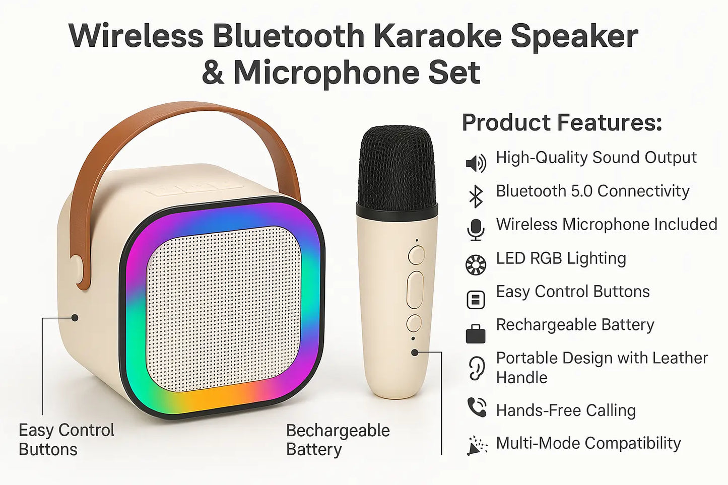 Wireless Bluetooth Karoke speaker with  microphone | Bluetooth Speaker| Kids fun speaker set