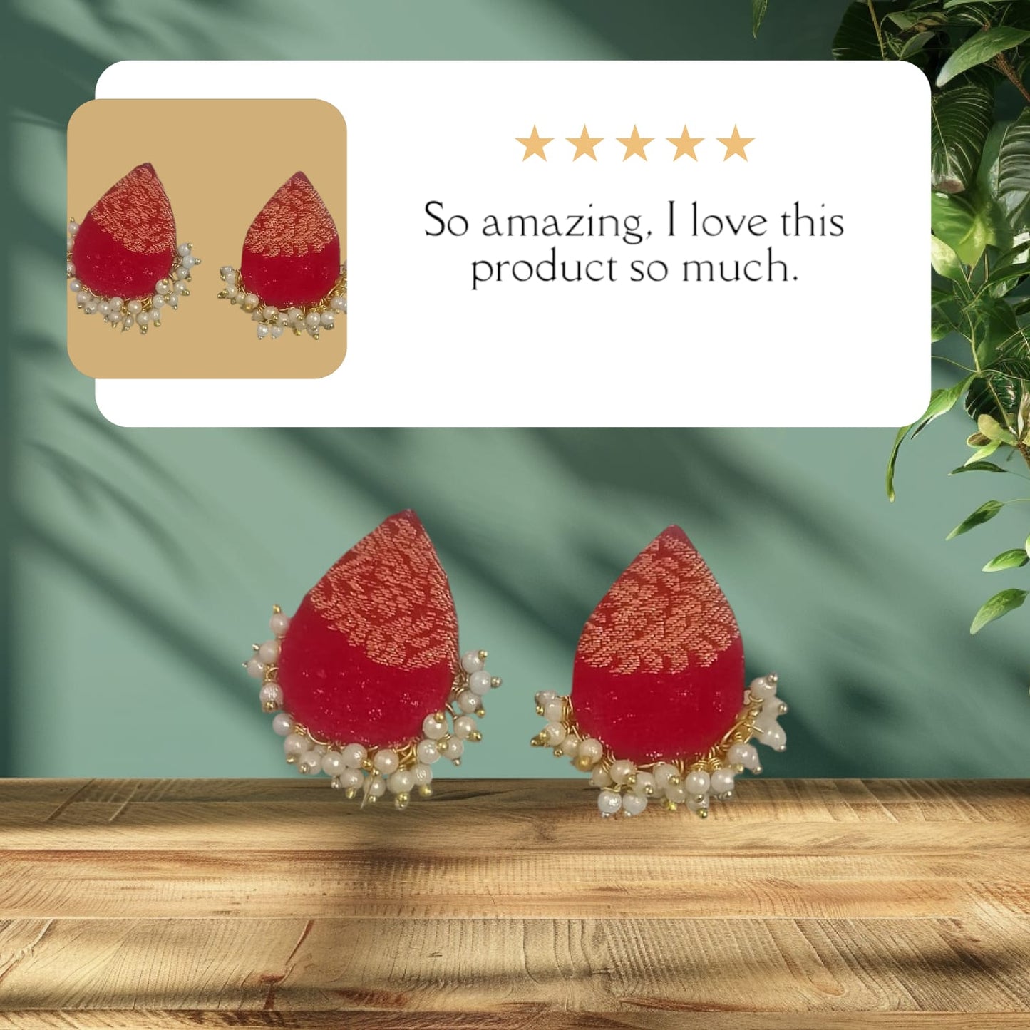 Handcrafted Decorative Red Earrings